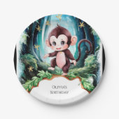 シンプル可愛いサル誕生日 ペーパープレート (正面)