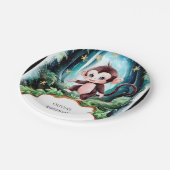 シンプル可愛いサル誕生日 ペーパープレート (アングル)