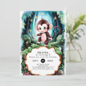 シンプル可愛いサル誕生日 招待状 (スタンド正面)