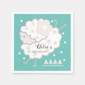 シンプル可愛いジャンピングラムシアン&ホワイト誕生日 スタンダードカクテルナプキン (正面)