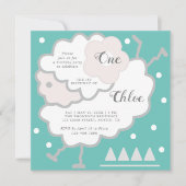 シンプル可愛いジャンピングラムシアン&ホワイト誕生日 招待状 (正面)