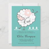 シンプル可愛いジャンピングラムシアン&ホワイト誕生日 招待状 (正面)