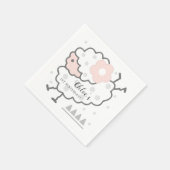 シンプル可愛いジャンピングラムピンク&ホワイト誕生日 スタンダードカクテルナプキン (角)