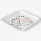 シンプル可愛いジャンピングラムピンク&ホワイト誕生日 ペーパープレート (傾斜あり)