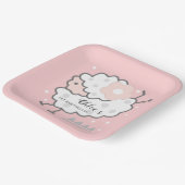 シンプル可愛いジャンプ白子羊1stバースデーピンク ペーパープレート (傾斜あり)