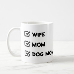 シンプル可愛いチェックボックス妻ママ犬ママ コーヒーマグカップ