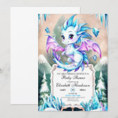 シンプル可愛いドラゴンベビーシャワー 招待状 (正面/裏面)