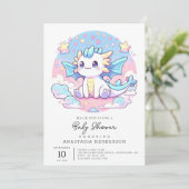 シンプル可愛いドラゴンベビーシャワー 招待状 (スタンド正面)