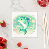 シンプル可愛いドルフィンのベビーシャワー スタンダードカクテルナプキン (インサイチュ)