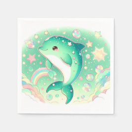 シンプル可愛いドルフィンのベビーシャワー スタンダードカクテルナプキン