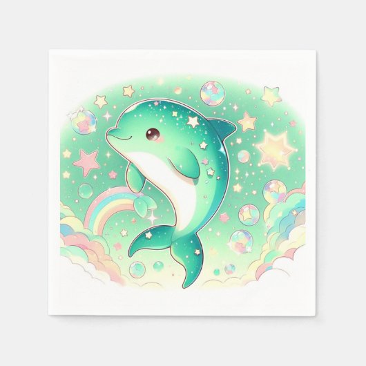 シンプル可愛いドルフィンのベビーシャワー スタンダードカクテルナプキン (正面)