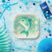 シンプル可愛いドルフィンのベビーシャワー ペーパープレート (パーティー)