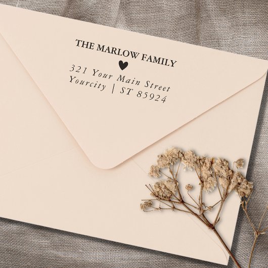 シンプル可愛いハートファミリー名&差出人住所 セルフインキングスタンプ