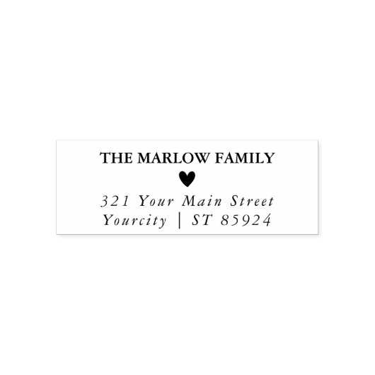 シンプル可愛いハートファミリー名&差出人住所 セルフインキングスタンプ (デザイン)
