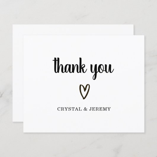 シンプル可愛いハート予算結婚のサンキューカード (正面/裏面)