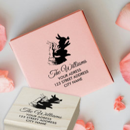 シンプル可愛いバニーウサギ名アドレスバタフライ ラバースタンプ