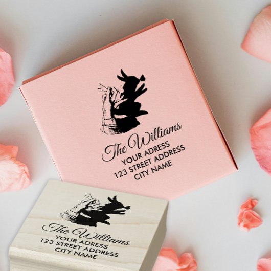 シンプル可愛いバニーウサギ名アドレスバタフライ ラバースタンプ