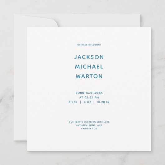 シンプル可愛いバニーNoフォトボ生まれたばかりのイ誕生 案内状 (裏面)