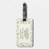 シンプル可愛いバラフラワーピンクモノグラム名 ラゲッジタグ (裏面縦)