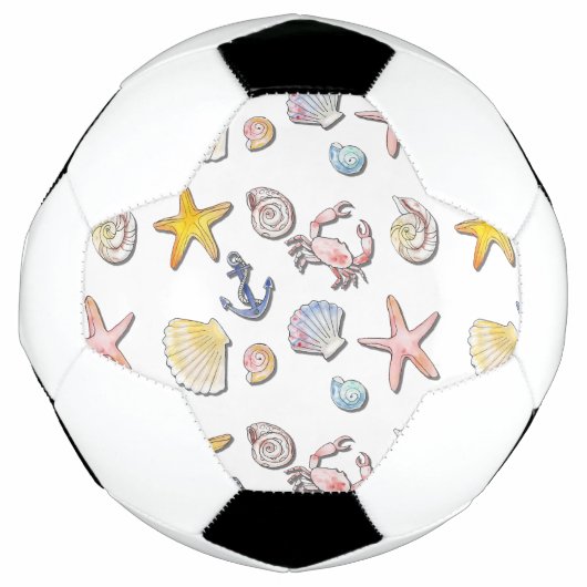 シンプル可愛いビーチデザイン サッカーボール (正面)
