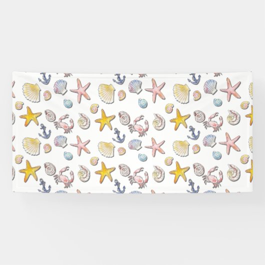 シンプル可愛いビーチデザイン 横断幕 (横)