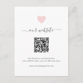 シンプル可愛いピンクハートQRコードWebサイ結婚ト エンクロージャーカード