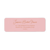 シンプル可愛いピンクブライダルシャワー差出人住所 ラベル (正面)