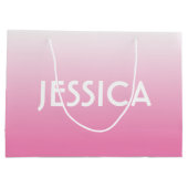 シンプル可愛いピンク色のフェグラデーションーディンググラデーション ラージペーパーバッグ (裏面)