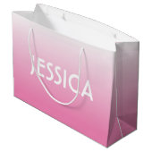 シンプル可愛いピンク色のフェグラデーションーディンググラデーション ラージペーパーバッグ (裏面アングル)