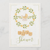 シンプル可愛いフローラリースベビーシャワー 招待状 (正面)
