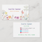 シンプル可愛いフローラ名刺 名刺 (正面/裏面)