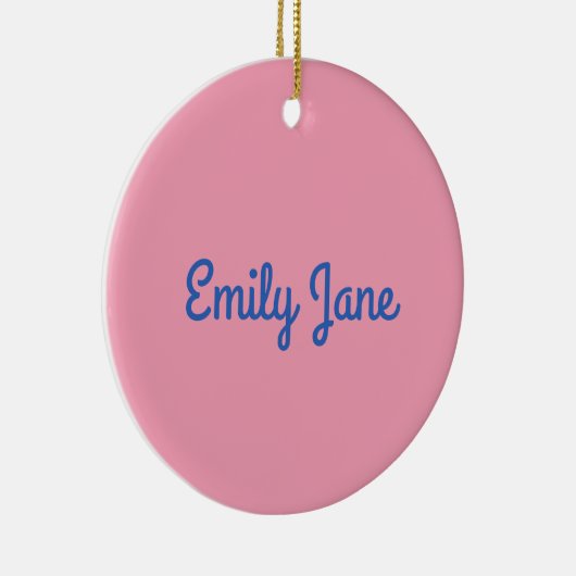 シンプル可愛いブルーとピンクパーソナライズされた色 セラミックオーナメント (右)