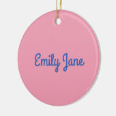 シンプル可愛いブルーとピンクパーソナライズされた色 セラミックオーナメント (左)