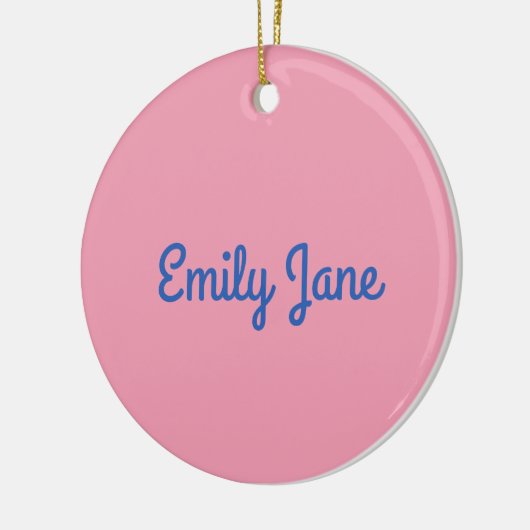 シンプル可愛いブルーとピンクパーソナライズされた色 セラミックオーナメント (左)