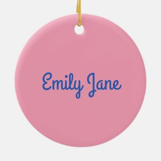 シンプル可愛いブルーとピンクパーソナライズされた色 セラミックオーナメント (裏面)
