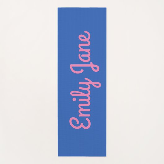 シンプル可愛いブルーピンクのスクリプパーソナライズされたト名 ヨガマット (正面)