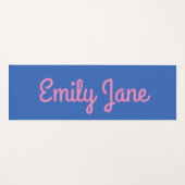 シンプル可愛いブルーピンクのスクリプパーソナライズされたト名 ヨガマット (正面(横))