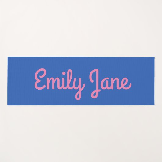 シンプル可愛いブルーピンクのスクリプパーソナライズされたト名 ヨガマット (正面(横))