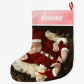 シンプル可愛いベビーの初めてのクリスマス1写真 ラージクリスマスストッキング (裏面)