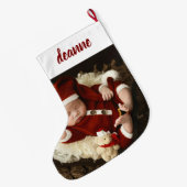 シンプル可愛いベビーの初めてのクリスマス1写真 ラージクリスマスストッキング (裏面 (吊り時))