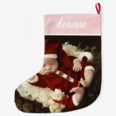シンプル可愛いベビーの初めてのクリスマス1写真 ラージクリスマスストッキング (裏面)