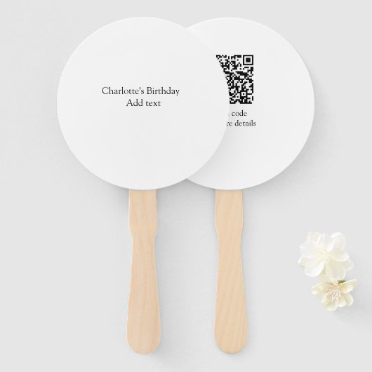 シンプル可愛いミニマルベビーキッズQR誕生日を追加 ハンドファン (正面&裏面)