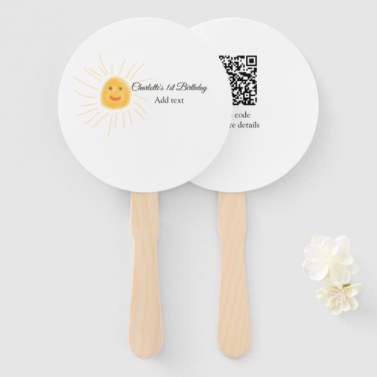 シンプル可愛いミニマルベビーキッズQR誕生日を追加 ハンドファン (正面&裏面)