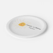 シンプル可愛いミニマルベビーキッズQR誕生日を追加 ペーパープレート (アングル)