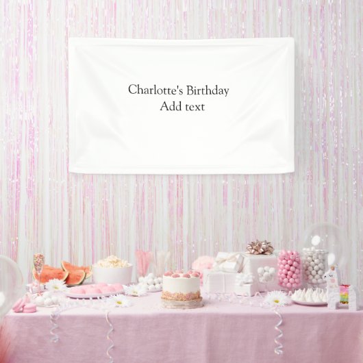 シンプル可愛いミニマルベビーキッズQR誕生日を追加 横断幕 (パーティー)