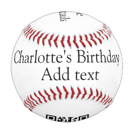 シンプル可愛いミニマルベビーキッズQR誕生日を追加 野球ボール