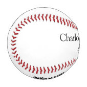 シンプル可愛いミニマルベビーキッズQR誕生日を追加 野球ボール (正面左)