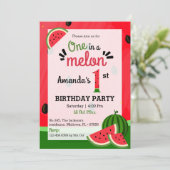 シンプル可愛いモダンの一つメロンの誕生日 招待状 (スタンド正面)