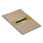 シンプル可愛いモダンシェブロン柄金ゴールド箔クラフト ノートブック (右側)