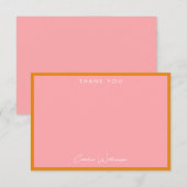 シンプル可愛いモダンピンクオレンジのカスタムシャワーフラット サンキューカード (正面/裏面)
